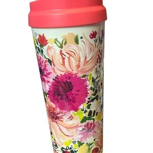 Floral Tumbler with pink lid